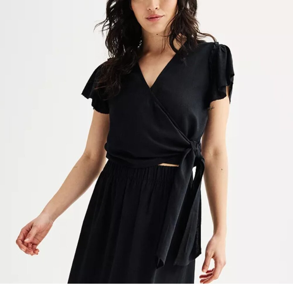 Women's Sonoma Goods For Life® Wrap Flutter Sleeve Top